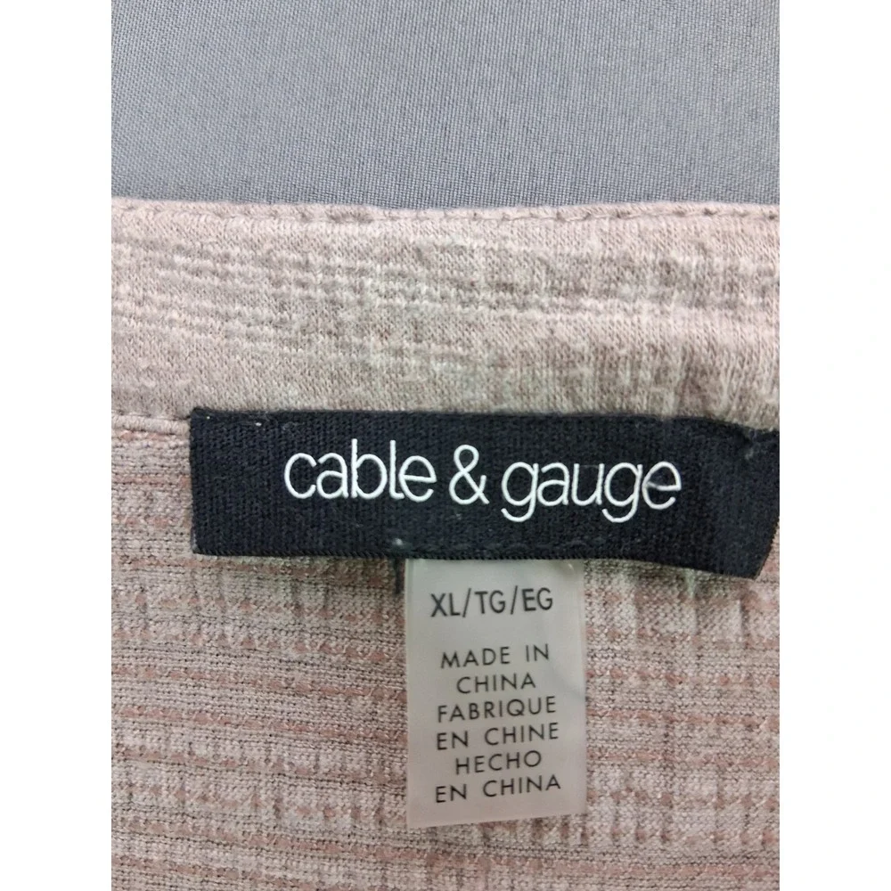 Cable & Gauge Top Embroidered Split Neck XL Mauve Taupe Short Sleeve Boho Blouse - Picture 3 of 6